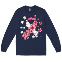 Navy teeth and flower cancer ribbon Long Sleeve Tee - AdoDesignShop