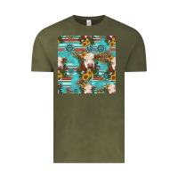 Vintage Olive charolais cow seamless pattern Vintage Tee - HRA Design Shop