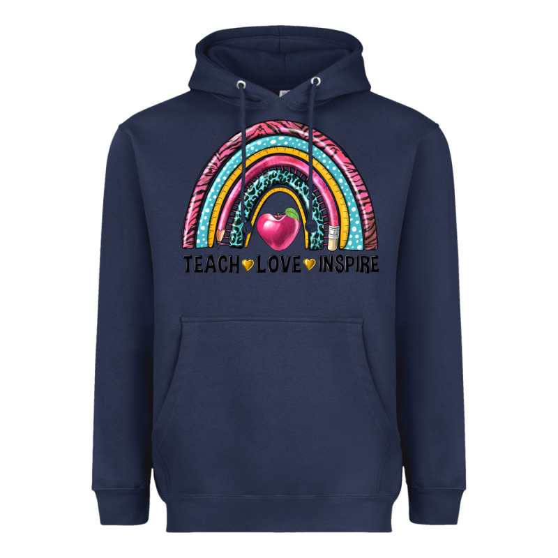 Rainbow Teach Love Inspire Heavyweight Hoodie by NancyCooperArtShop | Teevron