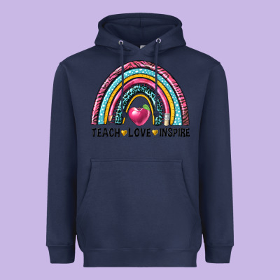 Rainbow Teach Love Inspire Heavyweight Hoodie Designed By Nancycooperartshop