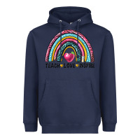 Navy rainbow teach love inspire Heavyweight Hoodie - NancyCooperArtShop