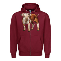 Burgundy Baby Hereford Pig Zipper Hoodie - LillyAllenDesigns