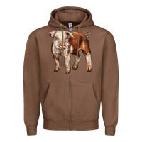Chestnut Baby Hereford Pig Zipper Hoodie - LillyAllenDesigns