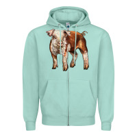 Seafoam Baby Hereford Pig Zipper Hoodie - LillyAllenDesigns