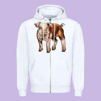 Baby Hereford Pig Zipper Hoodie Designed By Lillyallendesigns
