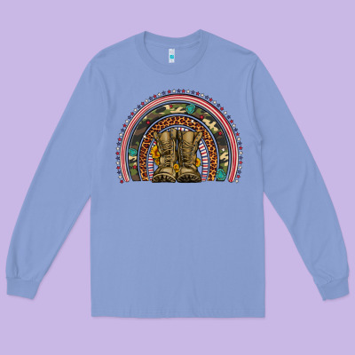 Soldier Boots Camouflage Leopard Gemstone Rainbow Long Sleeve Tee Designed By Artiststas