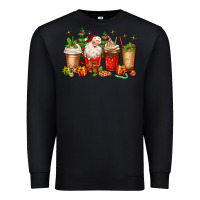 Black Christmas Santa coffee cups Premium Sweatshirt - MaliasSmallBusiness