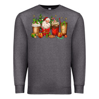 Charcoal Heather Christmas Santa coffee cups Premium Sweatshirt - MaliasSmallBusiness