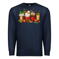 Navy Christmas Santa coffee cups Premium Sweatshirt - MaliasSmallBusiness