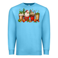 Ocean Blue Christmas Santa coffee cups Premium Sweatshirt - MaliasSmallBusiness