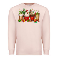 Pale Pink Christmas Santa coffee cups Premium Sweatshirt - MaliasSmallBusiness
