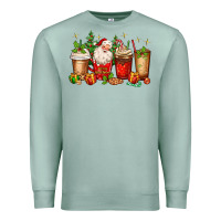 Seafoam Christmas Santa coffee cups Premium Sweatshirt - MaliasSmallBusiness