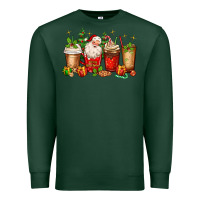 Sports Green Christmas Santa coffee cups Premium Sweatshirt - MaliasSmallBusiness