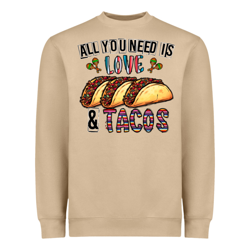 All You Need Is Love And Tacos Heavyweight Sweatshirt by CowhideDigitalArt | Teevron