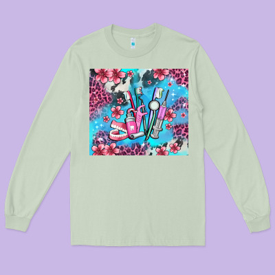 Dentist Element With Flowers Long Sleeve Tee Designed By Adodesignshop