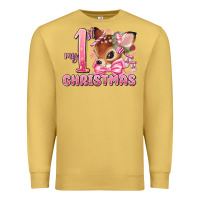 Antique Gold my first christmas pink reindeer Premium Sweatshirt - MaliasSmallBusiness