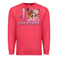 Cardinal my first christmas pink reindeer Premium Sweatshirt - MaliasSmallBusiness