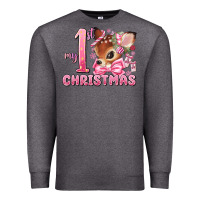 Charcoal Heather my first christmas pink reindeer Premium Sweatshirt - MaliasSmallBusiness