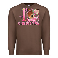 Chestnut my first christmas pink reindeer Premium Sweatshirt - MaliasSmallBusiness