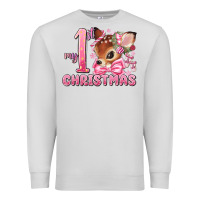 Dove Grey my first christmas pink reindeer Premium Sweatshirt - MaliasSmallBusiness