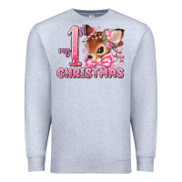 Heather Grey my first christmas pink reindeer Premium Sweatshirt - MaliasSmallBusiness