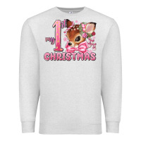 Oatmeal Heather my first christmas pink reindeer Premium Sweatshirt - MaliasSmallBusiness