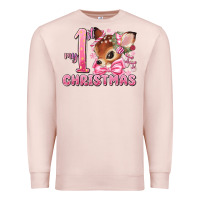 Pale Pink my first christmas pink reindeer Premium Sweatshirt - MaliasSmallBusiness
