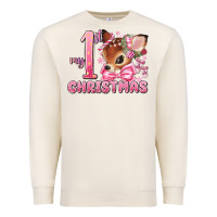 My First Christmas Pink Reindeer Premium Sweatshirt | Teevron