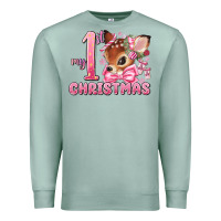 Seafoam my first christmas pink reindeer Premium Sweatshirt - MaliasSmallBusiness
