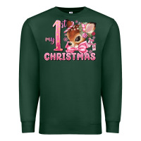 Sports Green my first christmas pink reindeer Premium Sweatshirt - MaliasSmallBusiness