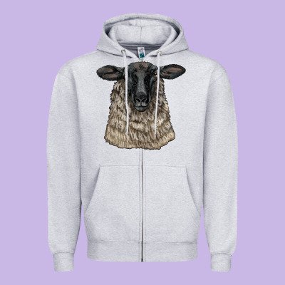 Suffolk Sheep Head Zipper Hoodie Designed By Lillyallendesigns