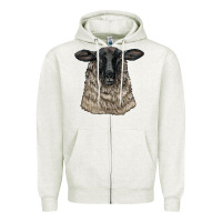 Oatmeal Heather Suffolk Sheep Head Zipper Hoodie - LillyAllenDesigns