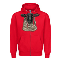 Red Suffolk Sheep Head Zipper Hoodie - LillyAllenDesigns