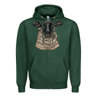 Sports Green Suffolk Sheep Head Zipper Hoodie - LillyAllenDesigns