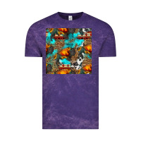 Cloud Purple western sunset bison and sunflowers seamless pattern Vintage Tee - HRA Design Shop