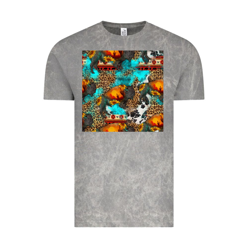 Western Sunset Bison And Sunflowers Seamless Pattern Vintage Tee by HRA Design Shop | Teevron