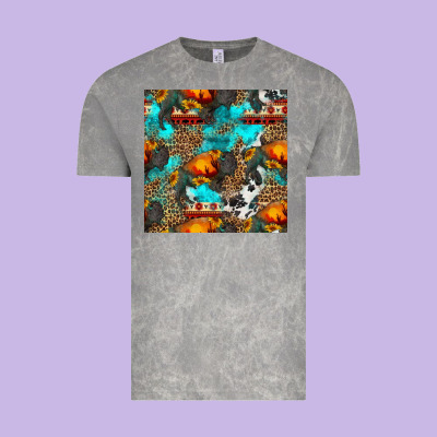 Western Sunset Bison And Sunflowers Seamless Pattern Vintage Tee Designed By Hra Design Shop