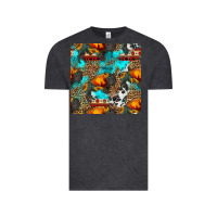 Vintage Black western sunset bison and sunflowers seamless pattern Vintage Tee - HRA Design Shop