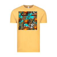Vintage Mustard western sunset bison and sunflowers seamless pattern Vintage Tee - HRA Design Shop