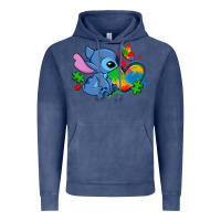 Vintage Denim autism stitch heart Vintage Hoodie - Zillion Design Studio