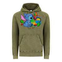 Vintage Olive autism stitch heart Vintage Hoodie - Zillion Design Studio