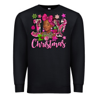 Black pink christmas joy black woman Premium Sweatshirt - MaliasSmallBusiness