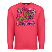 Cardinal pink christmas joy black woman Premium Sweatshirt - MaliasSmallBusiness