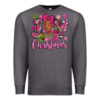 Charcoal Heather pink christmas joy black woman Premium Sweatshirt - MaliasSmallBusiness