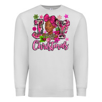 Dove Grey pink christmas joy black woman Premium Sweatshirt - MaliasSmallBusiness