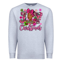 Heather Grey pink christmas joy black woman Premium Sweatshirt - MaliasSmallBusiness