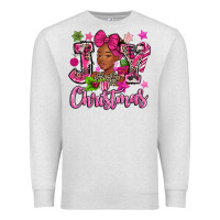 Oatmeal Heather pink christmas joy black woman Premium Sweatshirt - MaliasSmallBusiness
