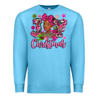 Ocean Blue pink christmas joy black woman Premium Sweatshirt - MaliasSmallBusiness