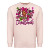 Pink Christmas Joy Black Woman Premium Sweatshirt | Teevron