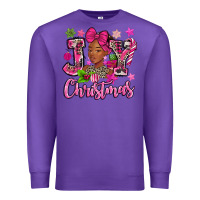 Purple pink christmas joy black woman Premium Sweatshirt - MaliasSmallBusiness